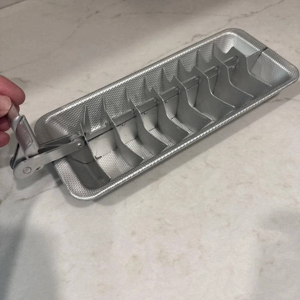 Vintage Textured Aluminum Metal Ice Cube Tray - Makes 18 Cubes